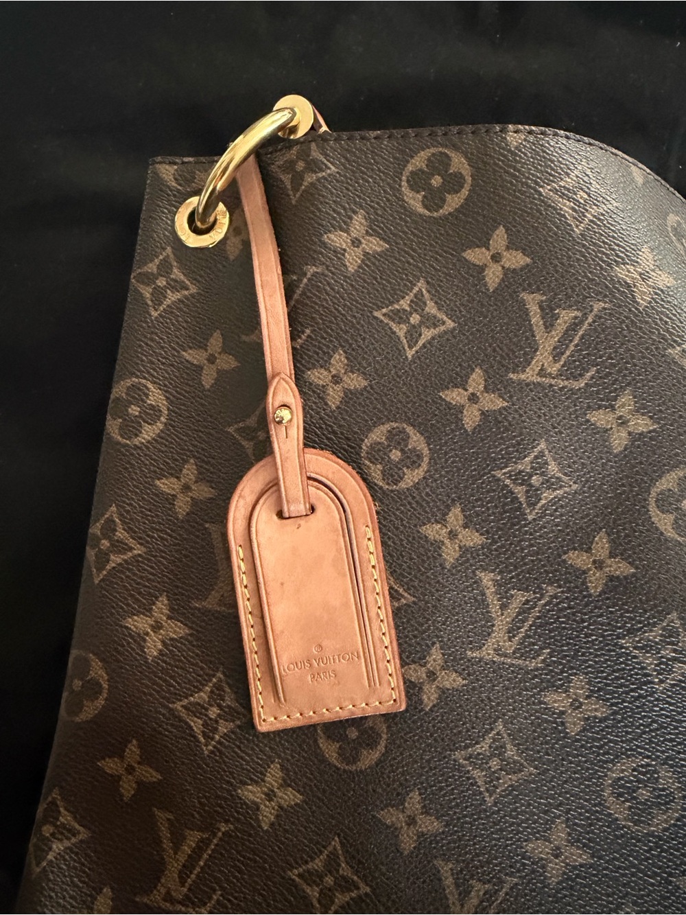 Louis Vuitton Brown Monogram Canvas Tote with Tan Leather Tag